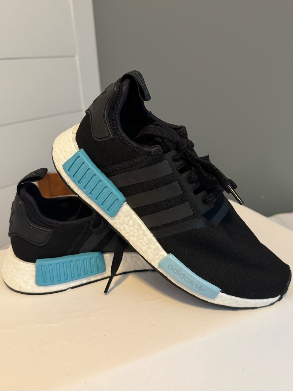 Adidas NMD_R1 Boost Black/Aqua Sneakers – US Size 8